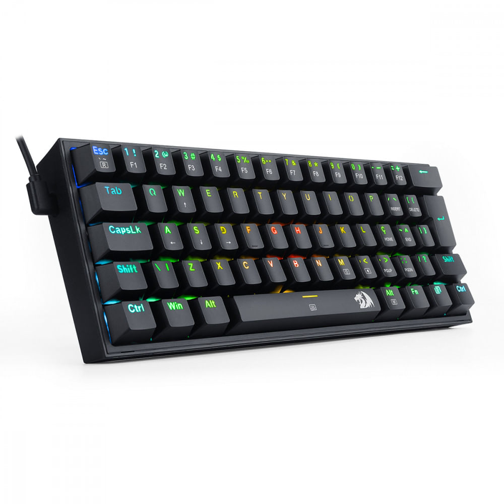 Encontraproduto.com.br - Teclado Gamer Redragon Fizz RGB Mec�nico Switch Blue Preto ABNT2 - K617-RGB-B