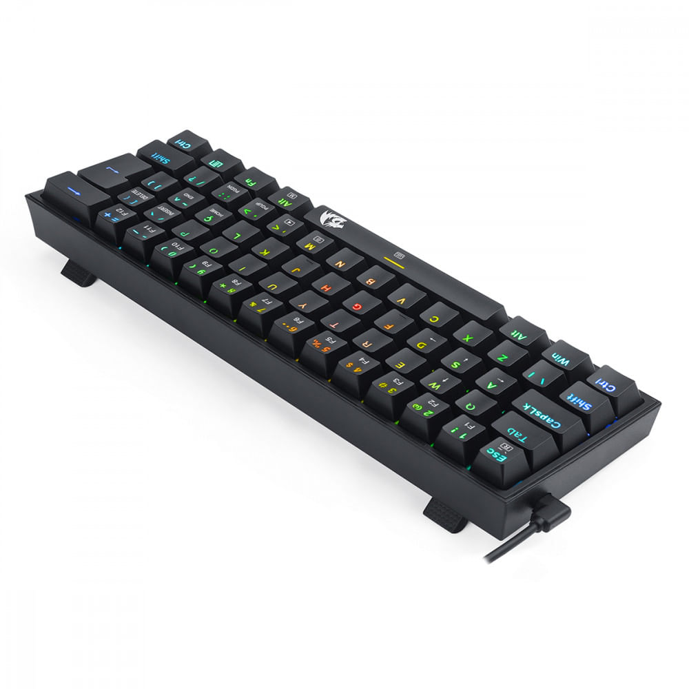 Encontraproduto.com.br - Teclado Gamer Redragon Fizz RGB Mec�nico Switch Blue Preto ABNT2 - K617-RGB-B