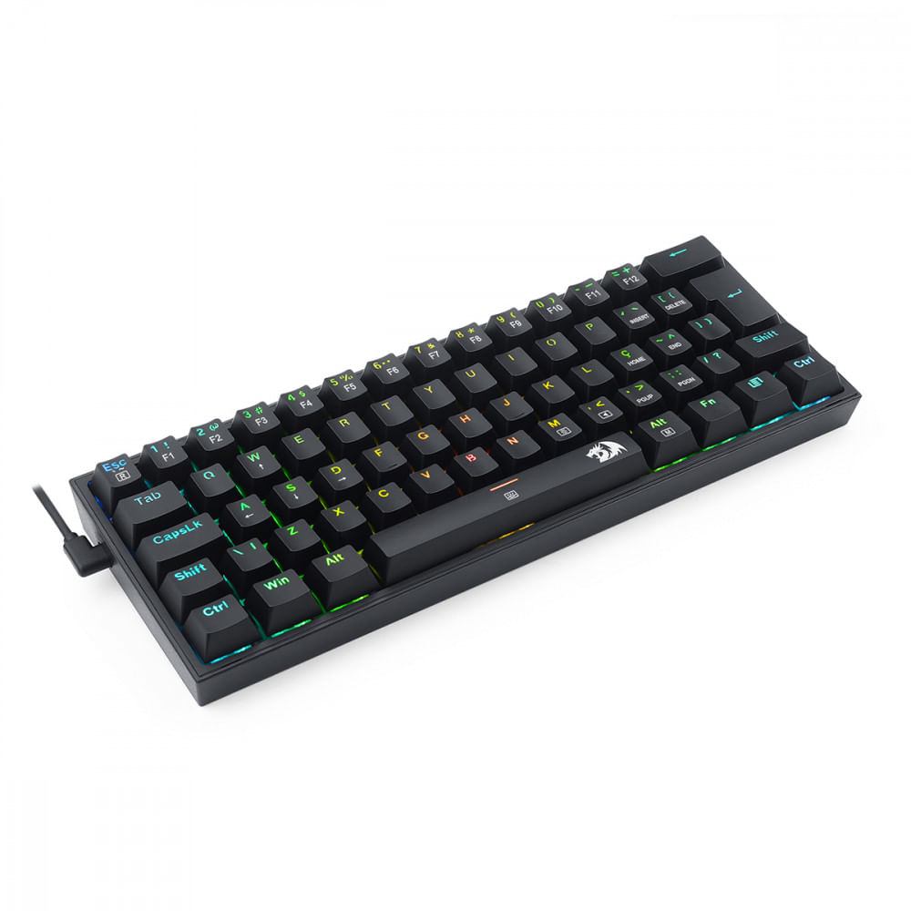 Encontraproduto.com.br - Teclado Gamer Redragon Fizz RGB Mec�nico Switch Blue Preto ABNT2 - K617-RGB-B