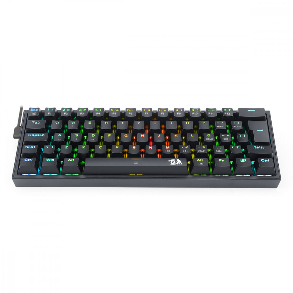 Encontraproduto.com.br - Teclado Gamer Redragon Fizz RGB Mec�nico Switch Blue Preto ABNT2 - K617-RGB-B
