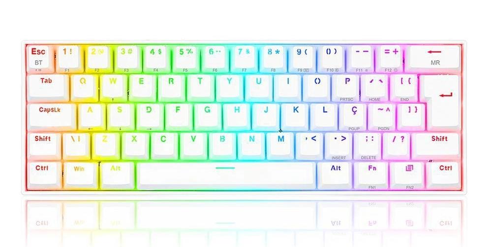 Teclado Mecanico Draconic Pro Rgb Branco Switch Azul (K530w-Rgb-Pro) - Redragon