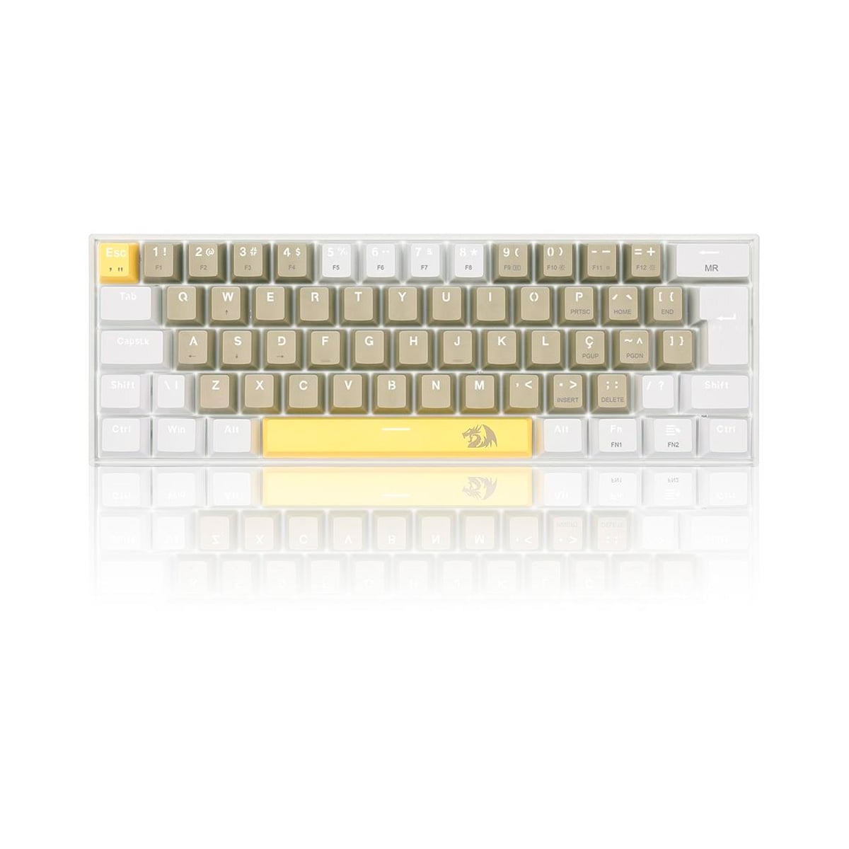 Teclado Gamer Mecânico Redragon Lakshmi Daylight, Amarelo/Branco/Cinza, Switch Brown