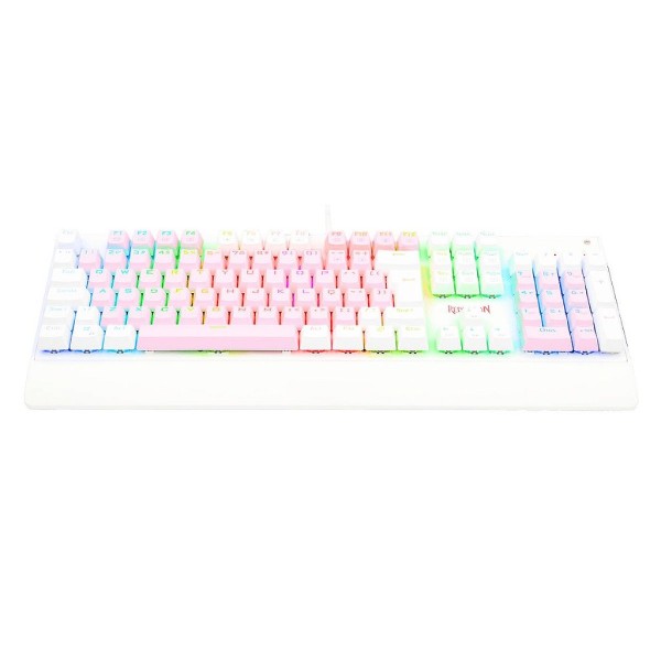 Encontraproduto.com.br - Teclado Mecânico Gamer Redragon Kala, RGB, Switch Outemu Brown, ABNT2, Rosa e Branco