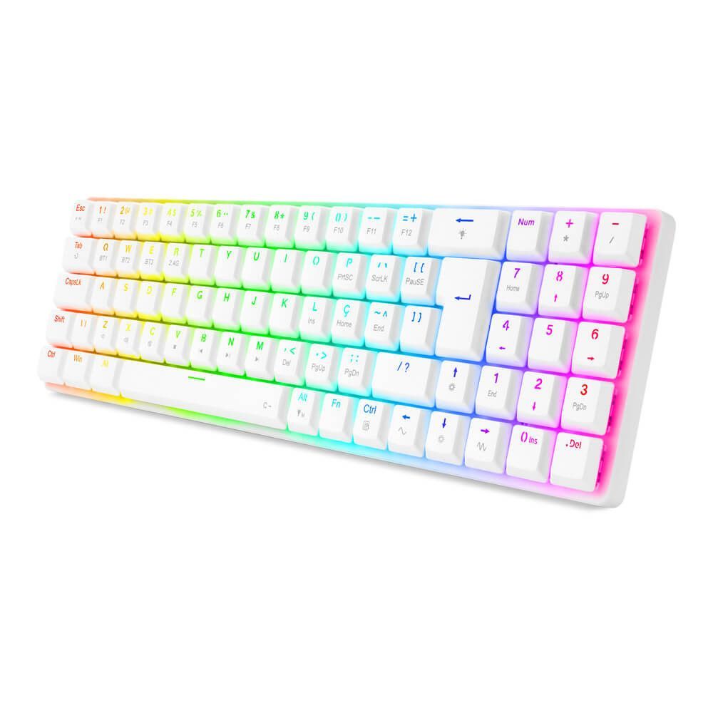 Teclado Mecânico Gamer K626 Branco Switch Marrom Redragon Branco