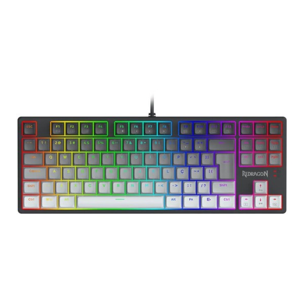 Encontraproduto.com.br - Teclado Mecânico Gamer Redragon Daksa RGB, Switch Brown Removíveis, ABNT2, Black/Gray