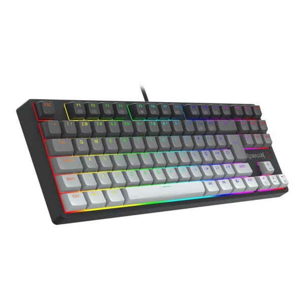 Encontraproduto.com.br - Teclado Mecânico Gamer Redragon Daksa RGB, Switch Brown Removíveis, ABNT2, Black/Gray