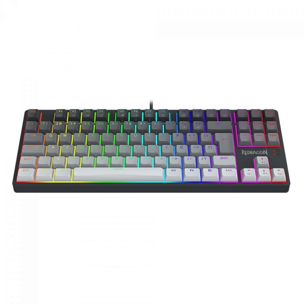 Encontraproduto.com.br - Teclado Mecânico Gamer Redragon Daksa RGB, Switch Brown Removíveis, ABNT2, Black/Gray