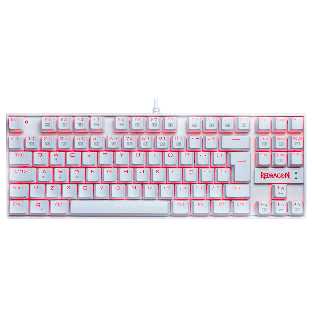 Encontraproduto.com.br - Teclado Mecânico Gamer Redragon Kumara Single Color Branco Switch Azul
