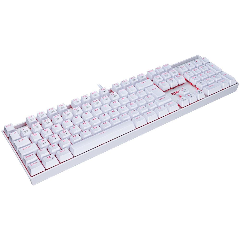 Encontraproduto.com.br - Teclado Mecânico Gamer Redragon Mitra Single Color Branco Switch Preto