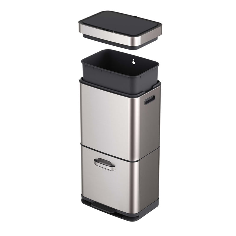 Encontraproduto.com.br - Lixeira Automática Moon 35l + 25l com Gaveta Members Mark