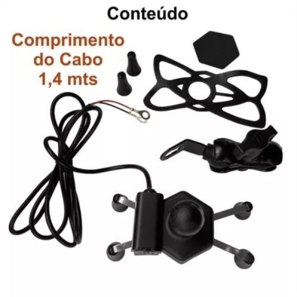 Encontraproduto.com.br - Suporte Celular Moto Com Carregador Universal Usb Turbo Stallion