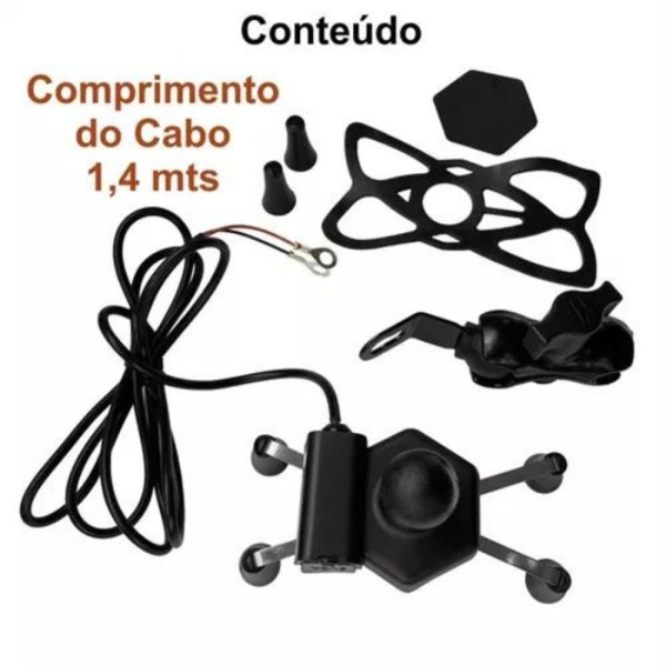 Encontraproduto.com.br - Suporte Celular Moto Com Carregador Universal Usb Turbo Stallion