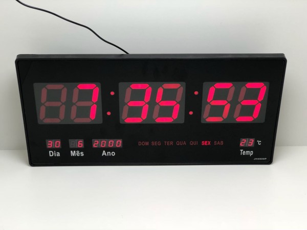 Encontraproduto.com.br - Relógio Led Digital 3615 Vermelho Parede Alarme Calendário