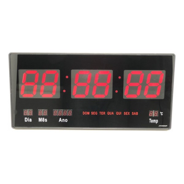 Relógio Led Digital 3615 Vermelho Parede Alarme Calendário