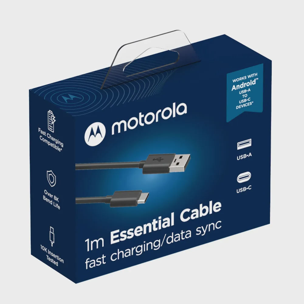 Cabo USB de Dados Motorola Original USB-A Para USB-C 1 Metro Preto