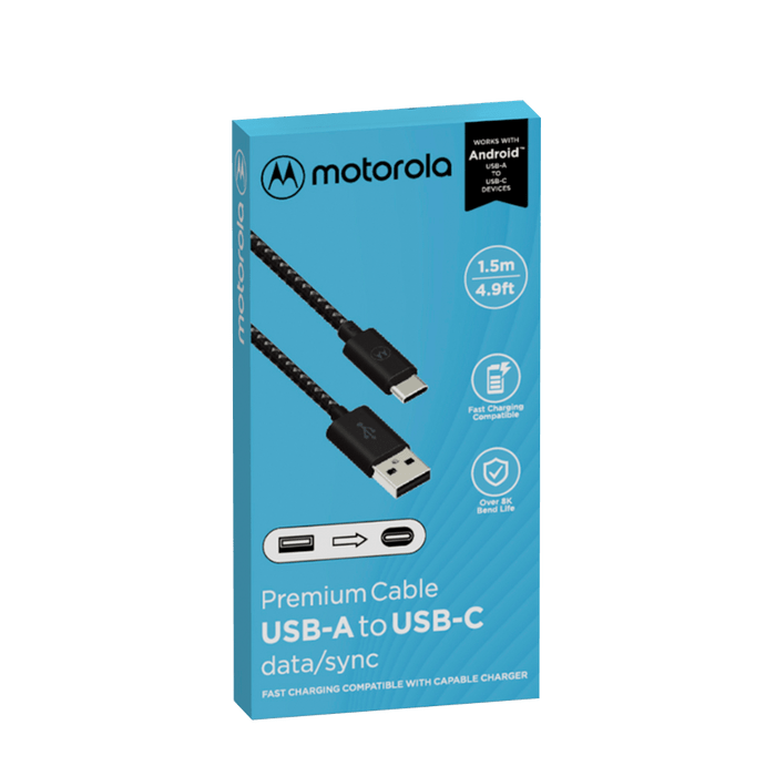 Encontraproduto.com.br - Cabo de dados de carga Motorola USB-A P/ USB-C 1.5 metros acabamento cordão