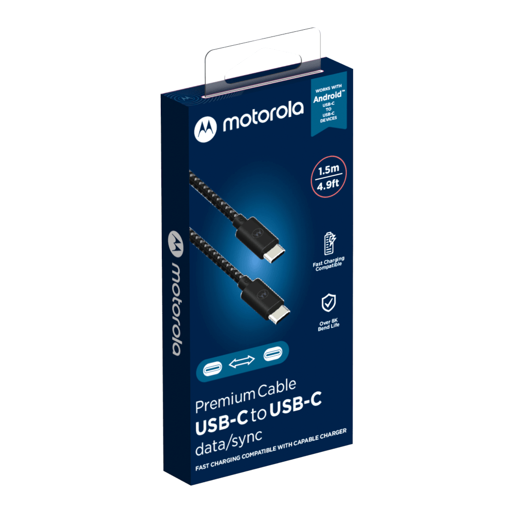 Encontraproduto.com.br - Cabo de dados de carga Motorola USB-C P/ USB-C 1.5 metros acabamento cordão