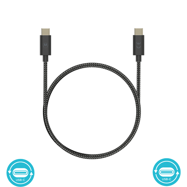 Encontraproduto.com.br - Cabo de dados de carga Motorola USB-C P/ USB-C 1.5 metros acabamento cordão