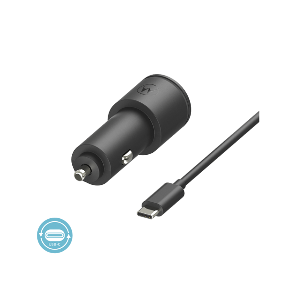 Carregador Veicular Motorola TurboPower 45W Saída USB-A e USB-C com Cabo USB-C | Preto