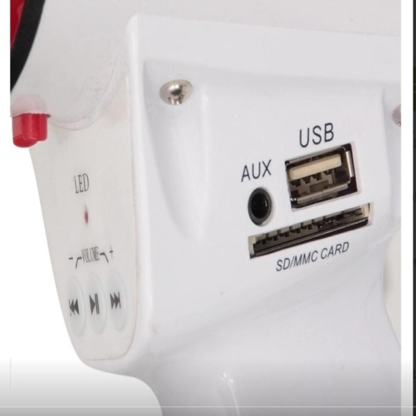 Encontraproduto.com.br - Megafone Com Microfone Sirene Usb Sd Gravador Led 30w Profissional Mp3 Recarregavel