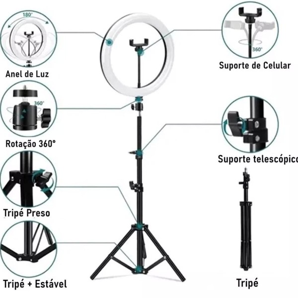 Encontraproduto.com.br - Ring Light Ring Fill Light 12 Polegadas Com Tripé (MP)