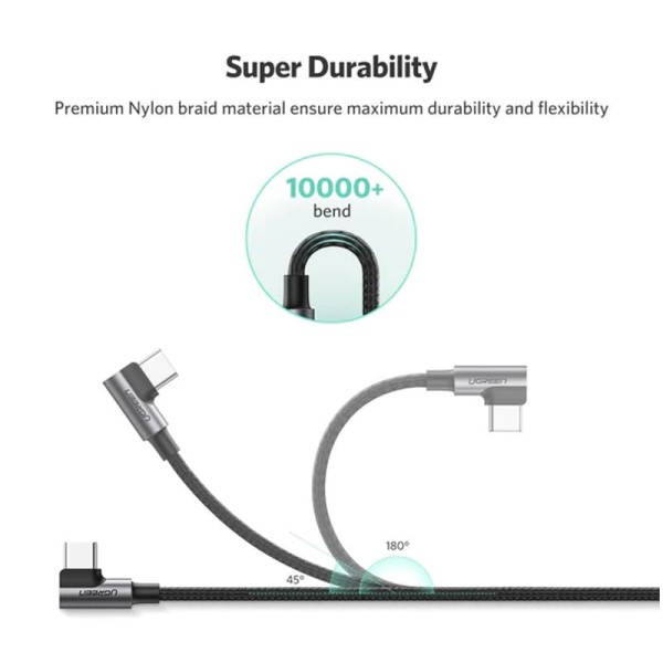 Encontraproduto.com.br - Cabo de Carregamento USB para USB-C 1.0M 90° US176 Preto - Ugreen