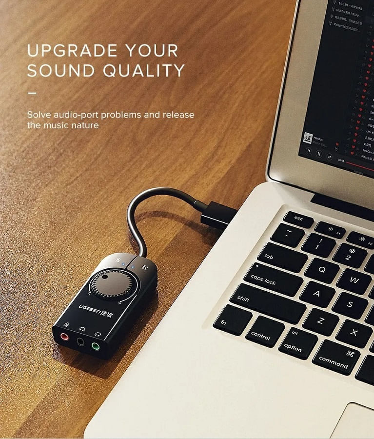 Adaptador USB para P2 com Controle de Volume CM129 - Ugreen