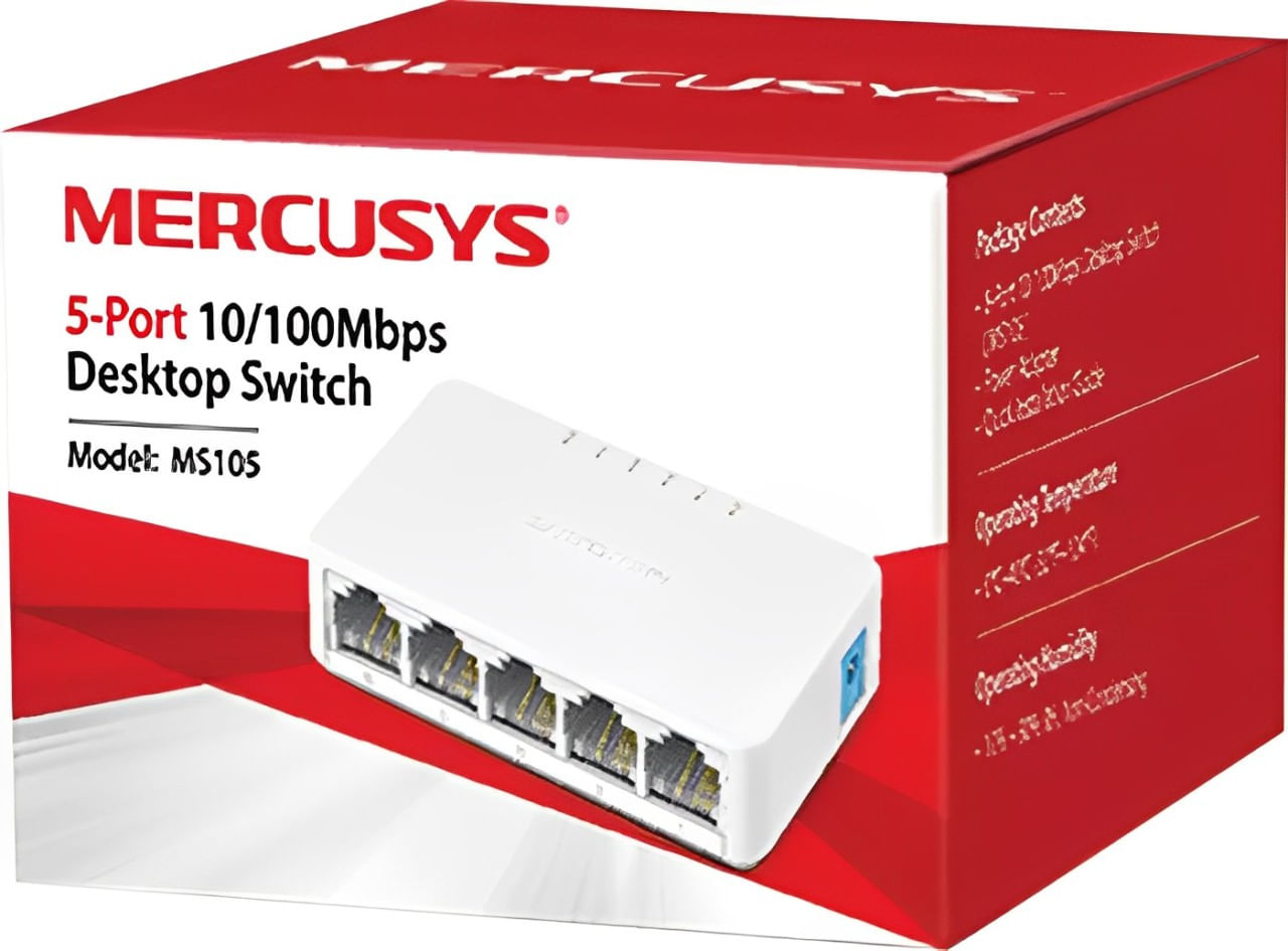 Encontraproduto.com.br - Switch De Mesa Mercusys MS105, 10/100 Mbps, Branco - MCS0019