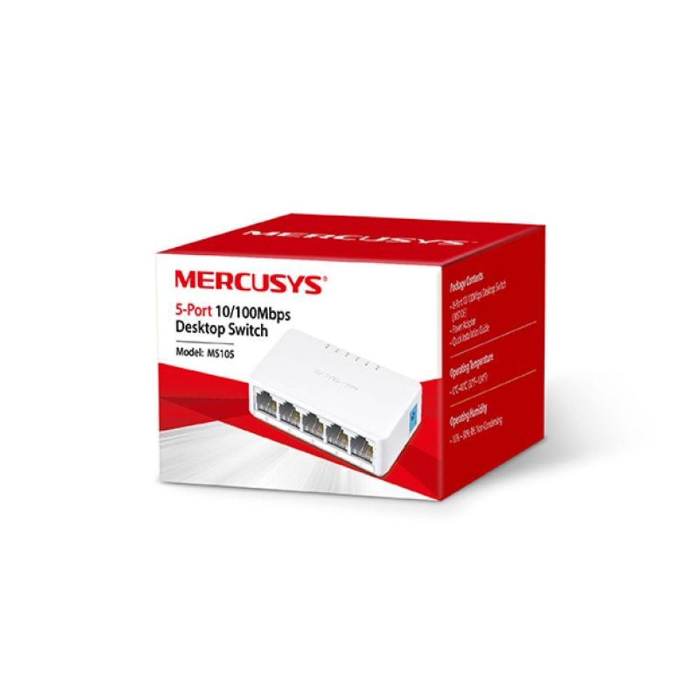 Encontraproduto.com.br - Switch De Mesa Mercusys MS105, 10/100 Mbps, Branco - MCS0019