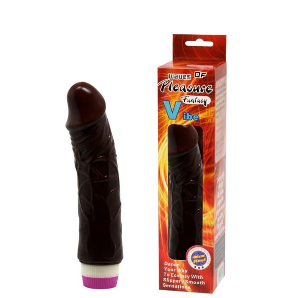Encontraproduto.com.br - Prótese Realística 17,5 X 4,1 Cm Marrom Com Vibração | Fantasy Vibe