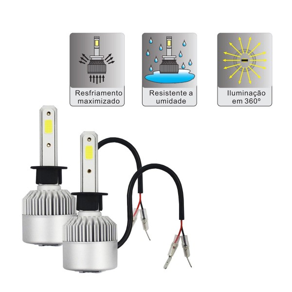 Encontraproduto.com.br - Kit Lampada Led H7 Truk 6000K 8000Lm Bivolt Rayx