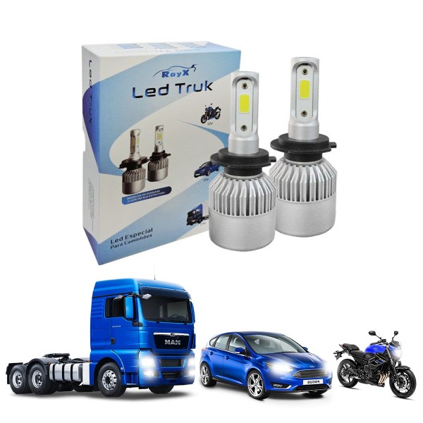 Encontraproduto.com.br - Kit Lampada Led H7 Truk 6000K 8000Lm Bivolt Rayx