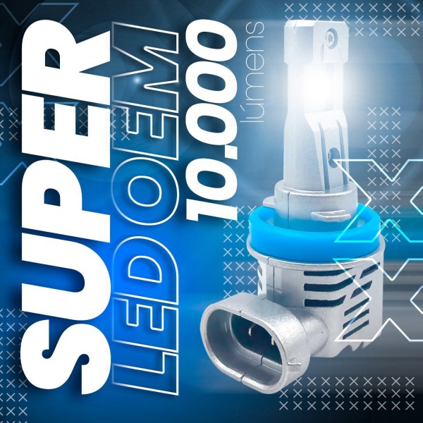 Encontraproduto.com.br - Kit Lâmpada Super LED OEM H27 CSP 5000Lm 6000K IP68 Rayx