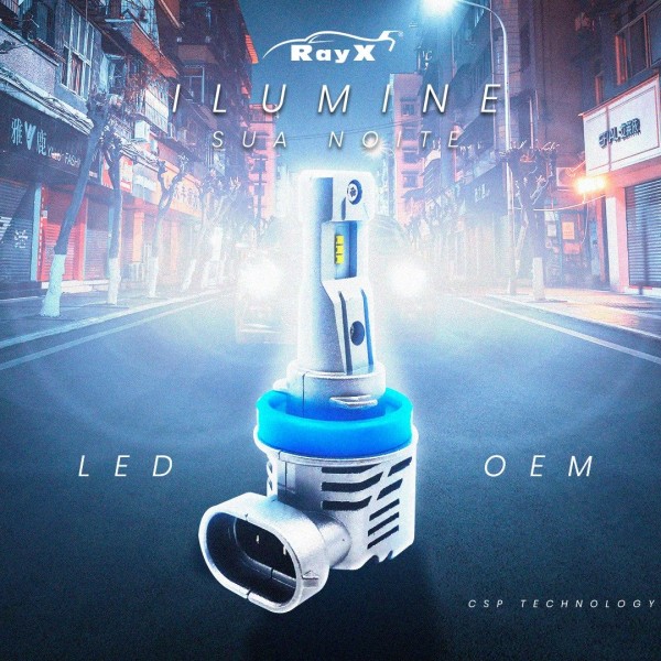 Encontraproduto.com.br - Kit Lâmpada Super LED OEM H27 CSP 5000Lm 6000K IP68 Rayx