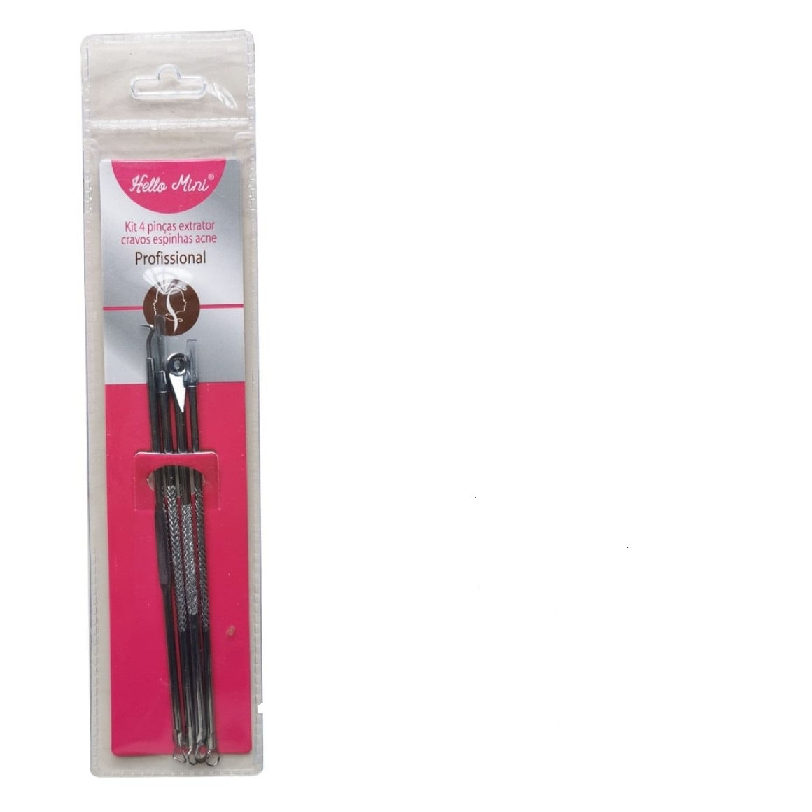 Kit Pinça Hello Mini Extrator De Cravos e Espinhas com 4 Unidades
