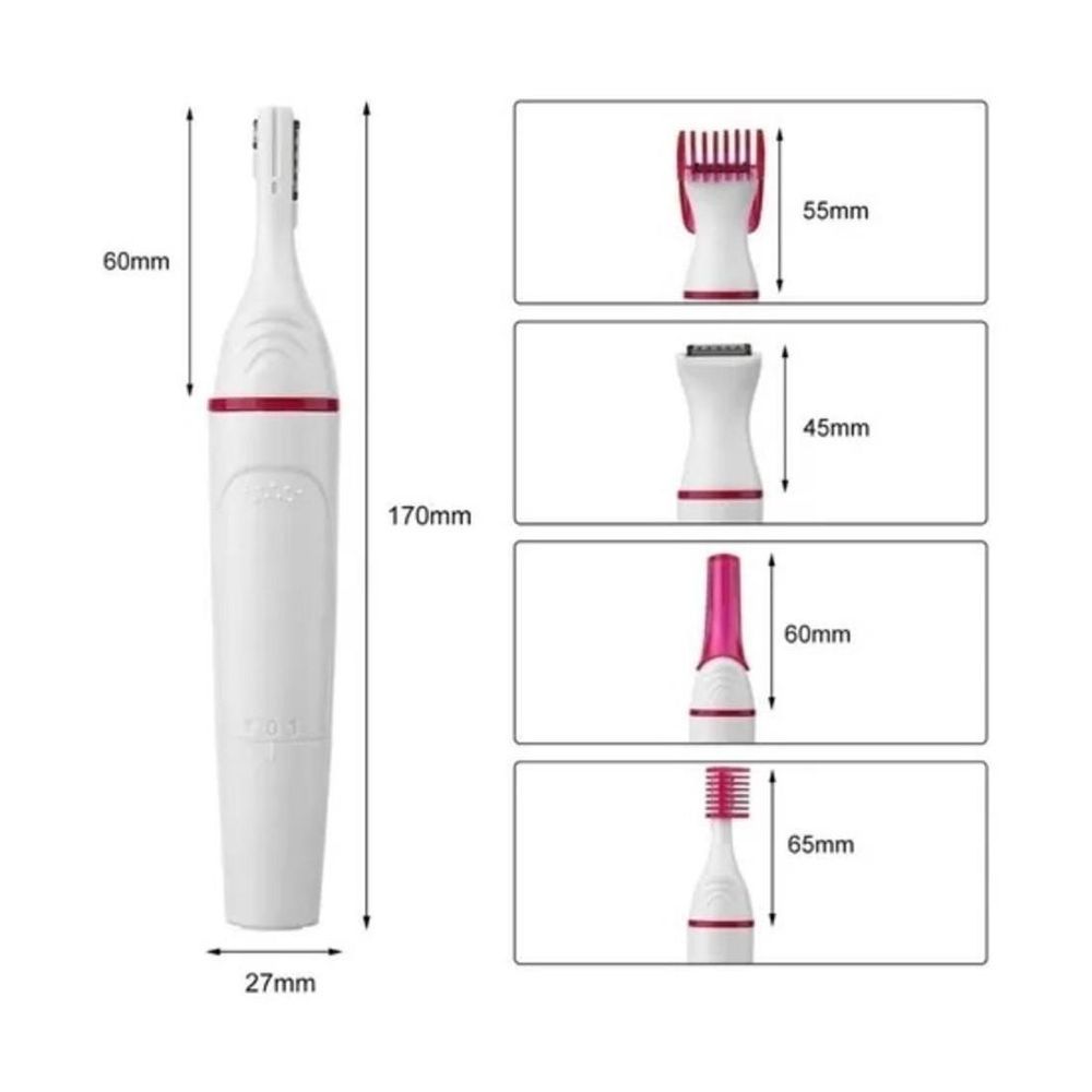 Encontraproduto.com.br - Depilador Feminino Eletrico 5 Em 1 Aparador De Pelos Rosto Virilha E Azilas Sem Fio Com Acessorios Profissional