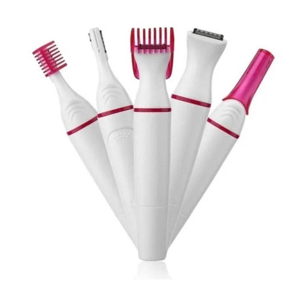 Encontraproduto.com.br - Depilador Feminino Eletrico 5 Em 1 Aparador De Pelos Rosto Virilha E Azilas Sem Fio Com Acessorios Profissional