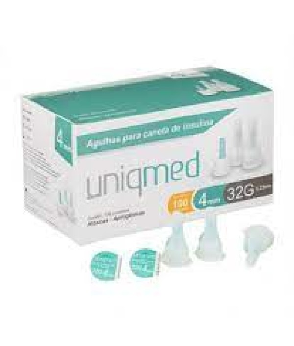 Agulha para caneta de insulina 100 und 4mm x 32g  Uniqmed  L 0080k V 30/06/27