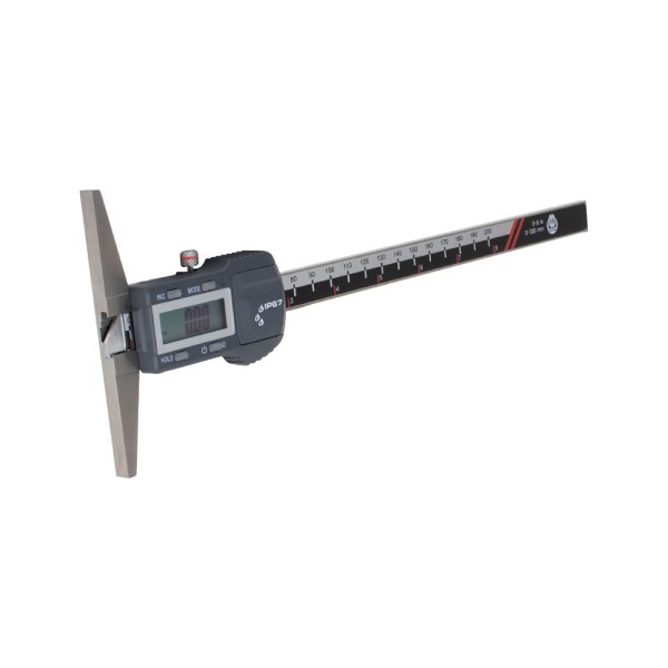 Encontraproduto.com.br - Paquímetro digital de profundidade 0-200mm/8’’ IP67 resolução 0.01mm/0.0005’’ base de 100mm precisão 0.03mm DIN862 Werka 211-7947
