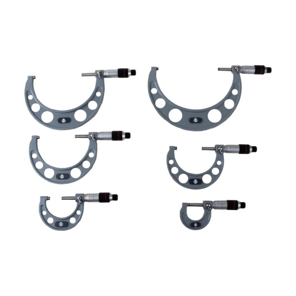 Encontraproduto.com.br - Jogo de micrômetros externos 0-150mm Resolução 0.01mm DIN863 6 pçs arco esmaltado Werka 217-9576