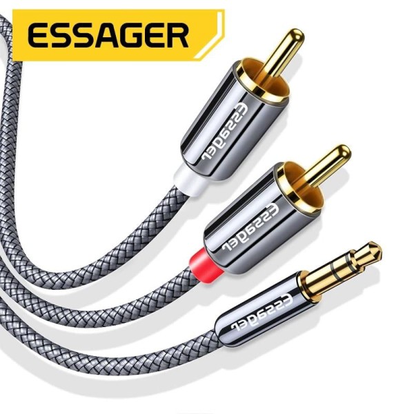 Encontraproduto.com.br - Cabo RCA Essager 3,5mm para 2 RCA Aux Áudio