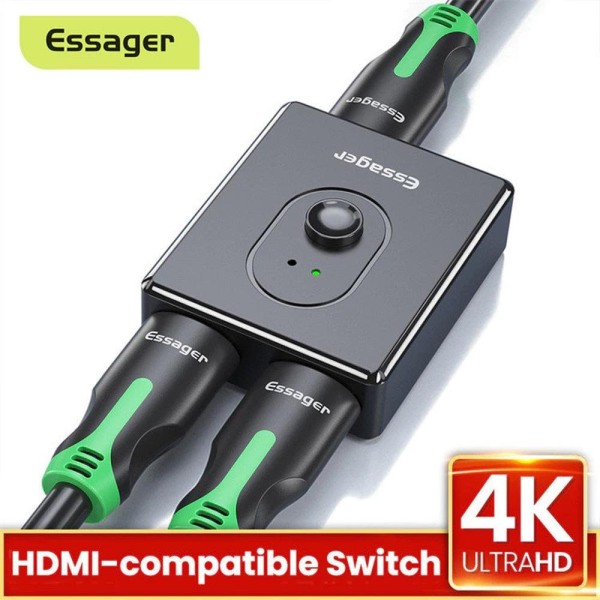 Encontraproduto.com.br - Vídeo Switch Essager Splitter 2-1 Portas Bi-Direcionais HDMI 4K EQHH2-ZX01 (MP)