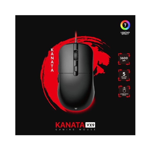 Encontraproduto.com.br - Mouse USB Gamer com fio Katana 6 Botões 3600dpi VX9 Preto - Fantech