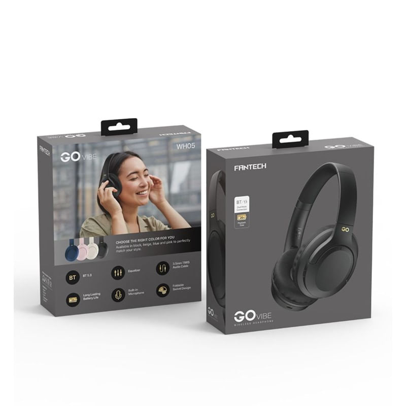 Encontraproduto.com.br - Headphone WH05 GO Vibe Bluetooth + P3 Preto - Fantech