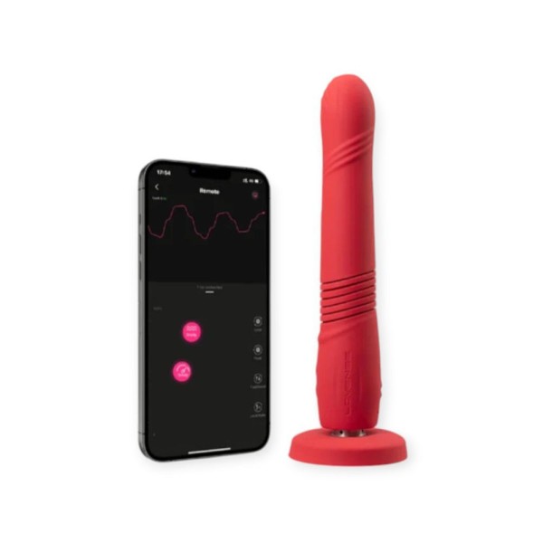 Vibrador Vai E Vem Com Ventosa E Controle Via Aplicativo Gravity - Lovense - Vermelho