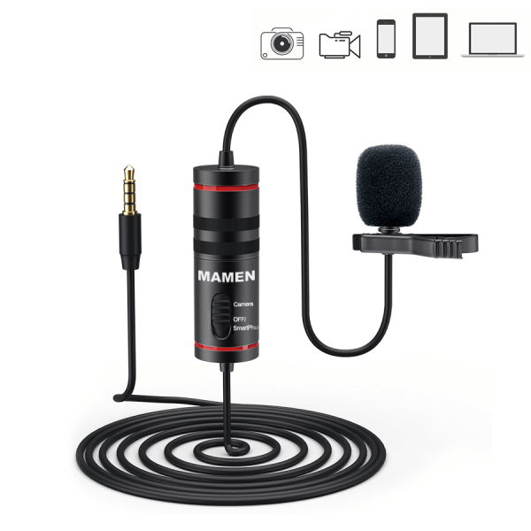 Encontraproduto.com.br - Microfone de Lapela Profissional Mamen KM-D1 para Smartphones, Câmeras e Notebooks
