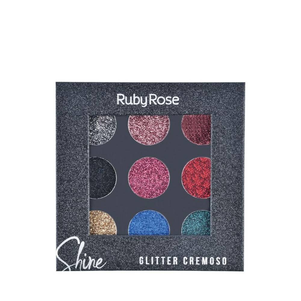 Paleta De Sombra Ruby Rose Shine Glitter Cremoso 9 Tons HB – 8407B