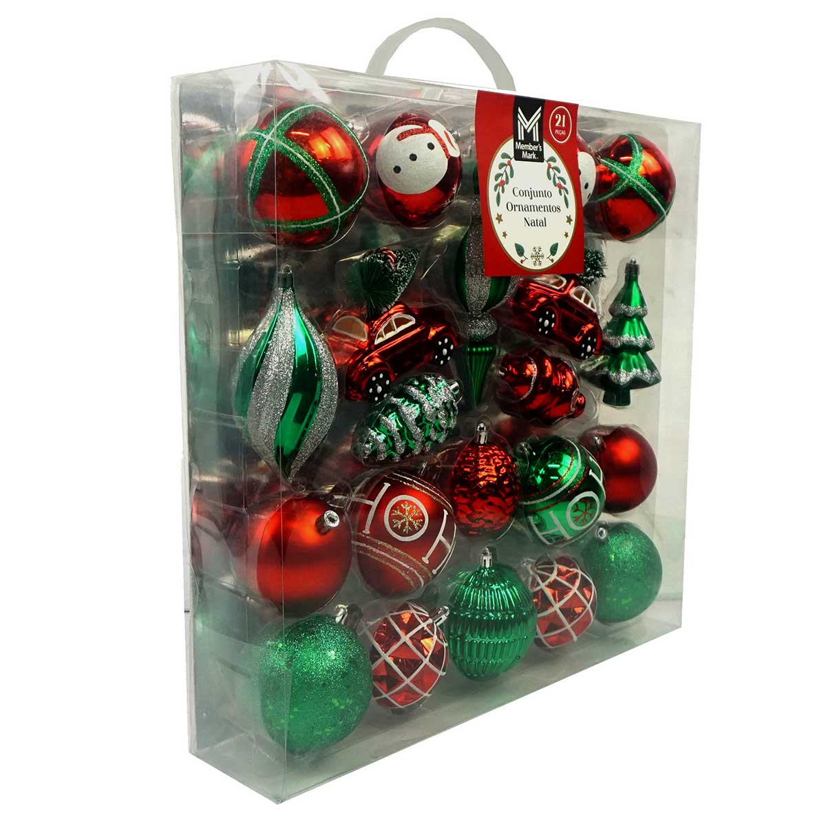 Encontraproduto.com.br - Conjunto Ornamentos Natal Members Mark 21 Peças