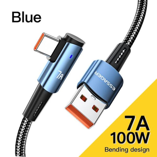 Encontraproduto.com.br - Cabo USB Tipo C 90 Graus Essager 7A para Carregamento Rápido