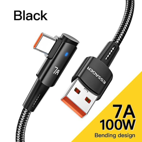 Encontraproduto.com.br - Cabo USB Tipo C 90 Graus Essager 7A para Carregamento Rápido